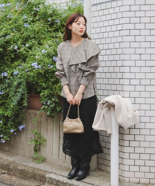 le.coeur blanc / ルクールブラン シャツ・ブラウス | アシメフリルケープチェックブラウス | 詳細10