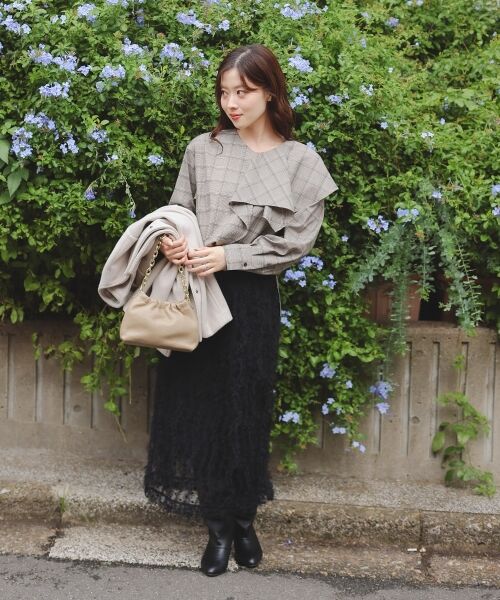 le.coeur blanc / ルクールブラン シャツ・ブラウス | アシメフリルケープチェックブラウス | 詳細11