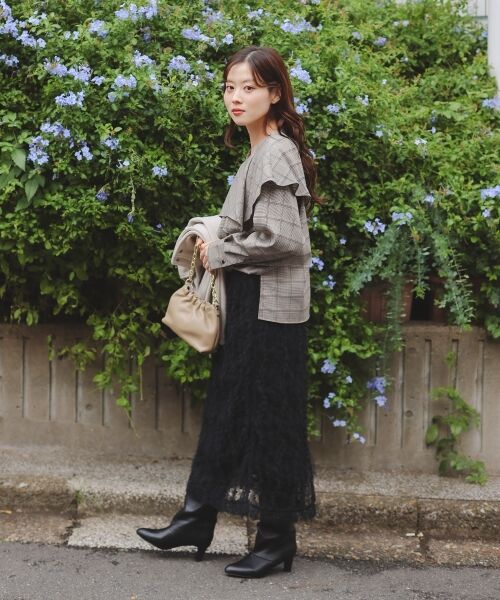 le.coeur blanc / ルクールブラン シャツ・ブラウス | アシメフリルケープチェックブラウス | 詳細12