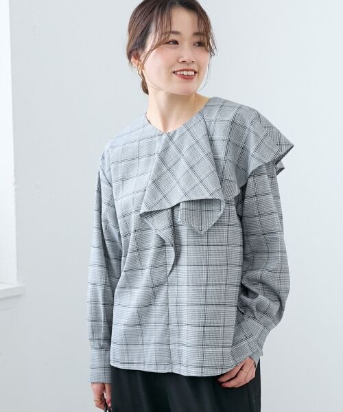 le.coeur blanc / ルクールブラン シャツ・ブラウス | アシメフリルケープチェックブラウス | 詳細15