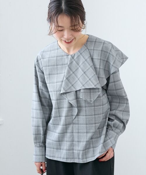 le.coeur blanc / ルクールブラン シャツ・ブラウス | アシメフリルケープチェックブラウス | 詳細16