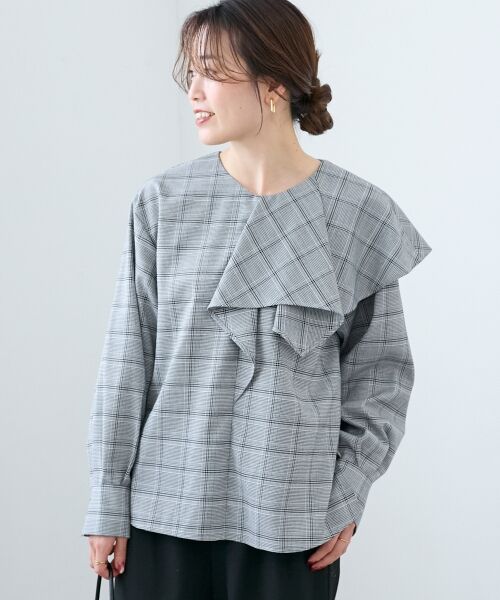 le.coeur blanc / ルクールブラン シャツ・ブラウス | アシメフリルケープチェックブラウス | 詳細17