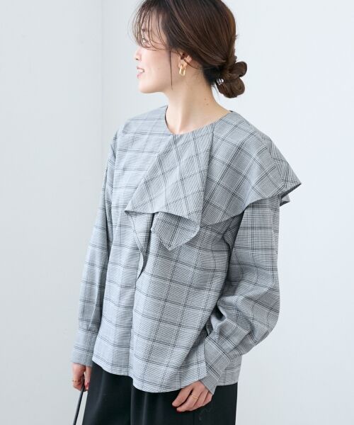 le.coeur blanc / ルクールブラン シャツ・ブラウス | アシメフリルケープチェックブラウス | 詳細18