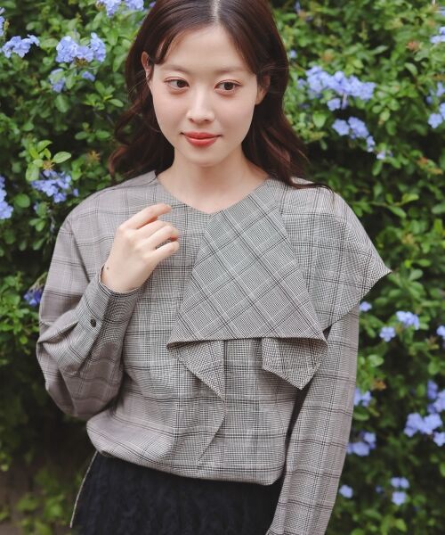 le.coeur blanc / ルクールブラン シャツ・ブラウス | アシメフリルケープチェックブラウス | 詳細2