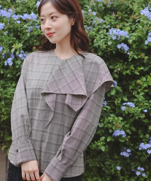 le.coeur blanc / ルクールブラン シャツ・ブラウス | アシメフリルケープチェックブラウス | 詳細4