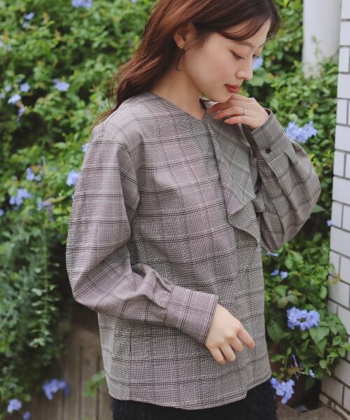 le.coeur blanc / ルクールブラン シャツ・ブラウス | アシメフリルケープチェックブラウス | 詳細5