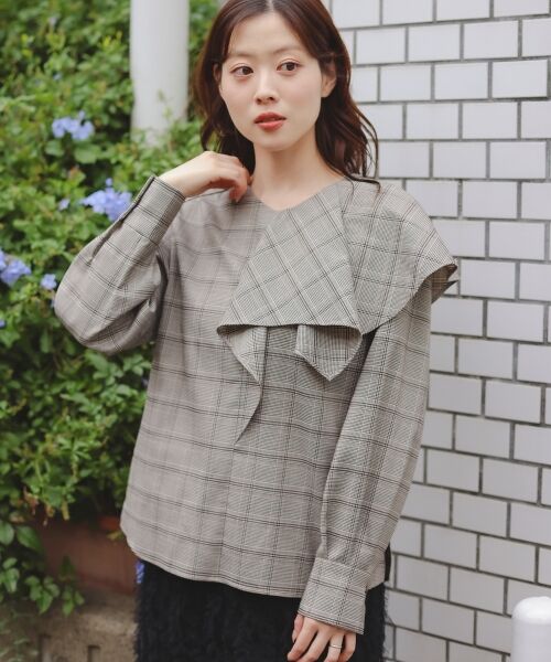 le.coeur blanc / ルクールブラン シャツ・ブラウス | アシメフリルケープチェックブラウス | 詳細8