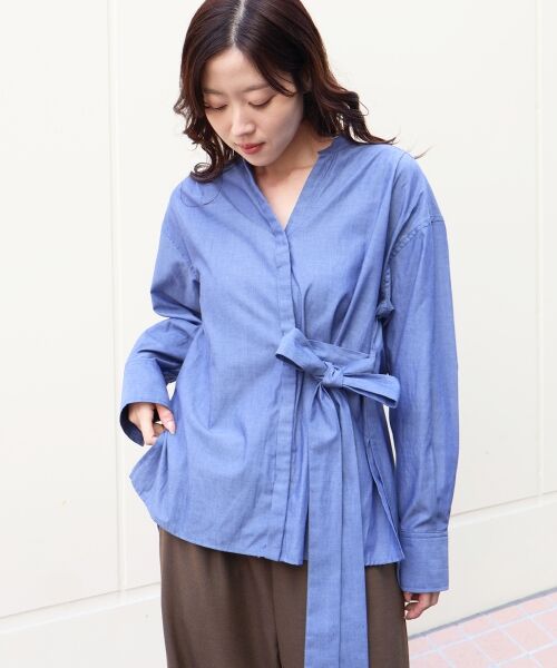 le.coeur blanc / ルクールブラン シャツ・ブラウス | ボウタイダンガリーシャツ | 詳細5