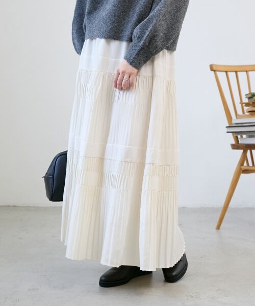 le.coeur blanc / ルクールブラン ロング・マキシ丈スカート | デシン変形プリーツスカート | 詳細10