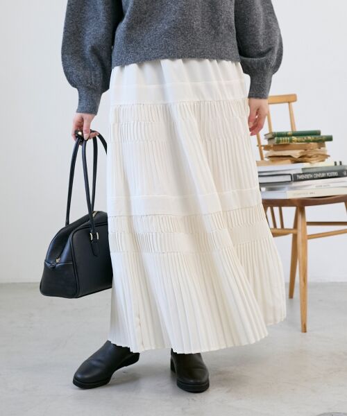 le.coeur blanc / ルクールブラン ロング・マキシ丈スカート | デシン変形プリーツスカート | 詳細11