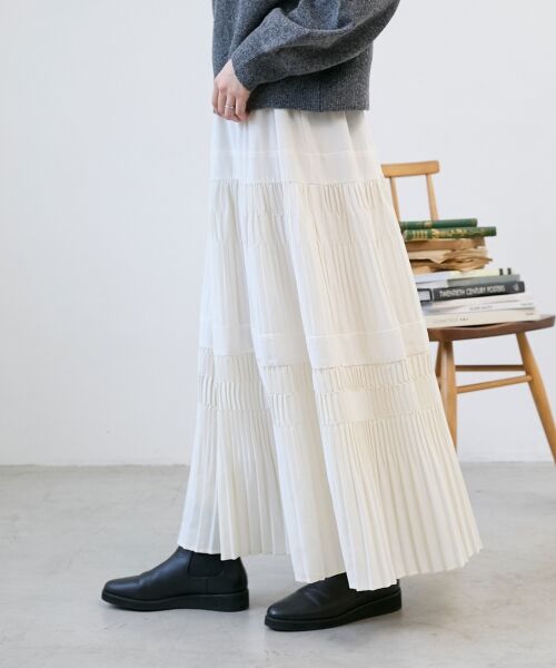 le.coeur blanc / ルクールブラン ロング・マキシ丈スカート | デシン変形プリーツスカート | 詳細12
