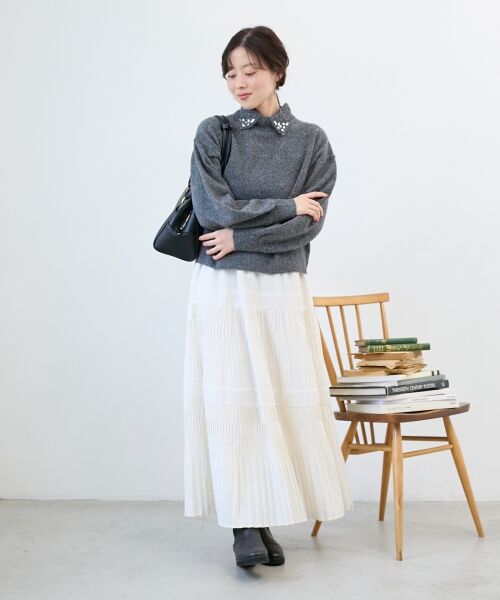 le.coeur blanc / ルクールブラン ロング・マキシ丈スカート | デシン変形プリーツスカート | 詳細4