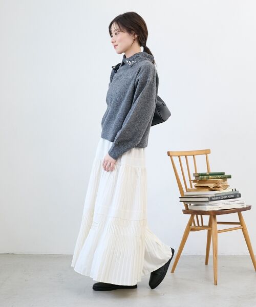 le.coeur blanc / ルクールブラン ロング・マキシ丈スカート | デシン変形プリーツスカート | 詳細5