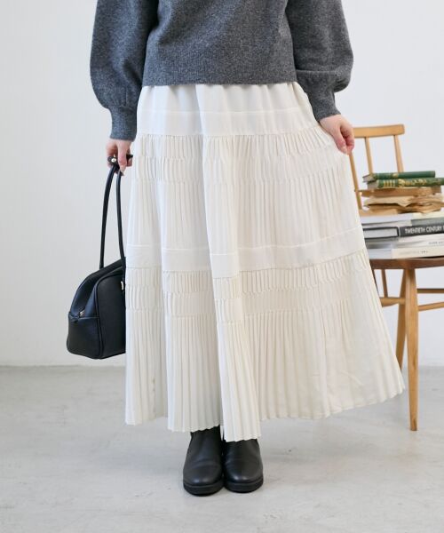 le.coeur blanc / ルクールブラン ロング・マキシ丈スカート | デシン変形プリーツスカート | 詳細9