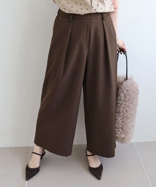 le.coeur blanc / ルクールブラン その他パンツ | 《手洗い可能》ウールライクフロントタックワイドクロップドパンツ2（ブラウン）
