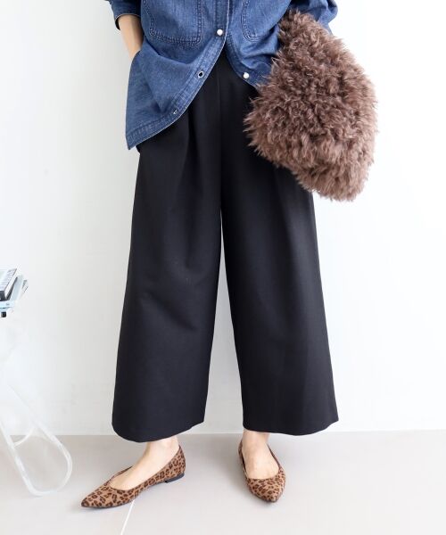 le.coeur blanc / ルクールブラン その他パンツ | 《手洗い可能》ウールライクフロントタックワイドクロップドパンツ2（ブラック）