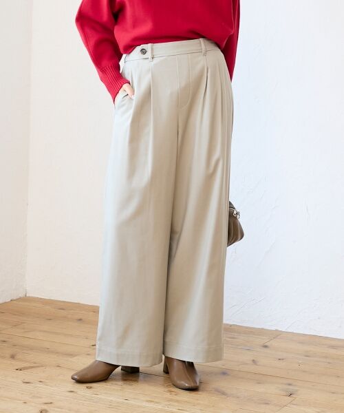 le.coeur blanc / ルクールブラン その他パンツ | 【吸湿/発熱】裏起毛ツータックパンツ（グレージュ）