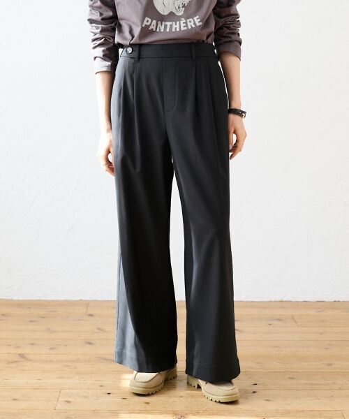 le.coeur blanc / ルクールブラン その他パンツ | 【吸湿/発熱】裏起毛ツータックパンツ（ブラック）