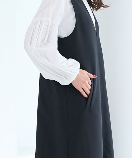 le.coeur blanc / ルクールブラン ロング・マキシ丈ワンピース | Vネックジャンパースカート | 詳細11