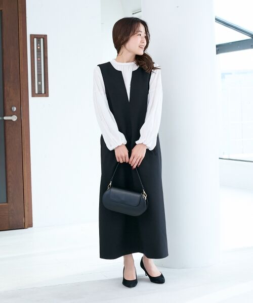 le.coeur blanc / ルクールブラン ロング・マキシ丈ワンピース | Vネックジャンパースカート | 詳細12