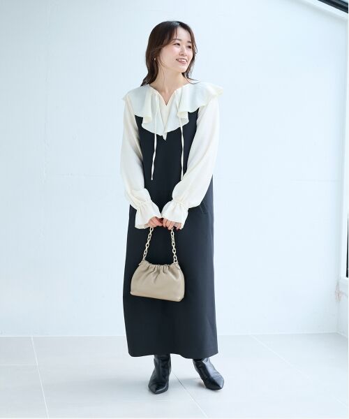 le.coeur blanc / ルクールブラン ロング・マキシ丈ワンピース | Vネックジャンパースカート | 詳細18