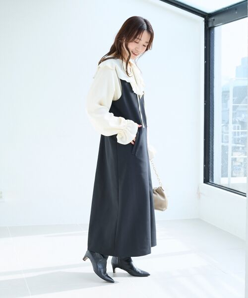 le.coeur blanc / ルクールブラン ロング・マキシ丈ワンピース | Vネックジャンパースカート | 詳細19