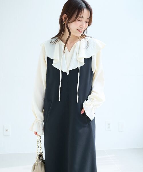 le.coeur blanc / ルクールブラン ロング・マキシ丈ワンピース | Vネックジャンパースカート | 詳細20