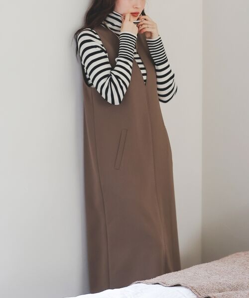 le.coeur blanc / ルクールブラン ロング・マキシ丈ワンピース | Vネックジャンパースカート | 詳細3