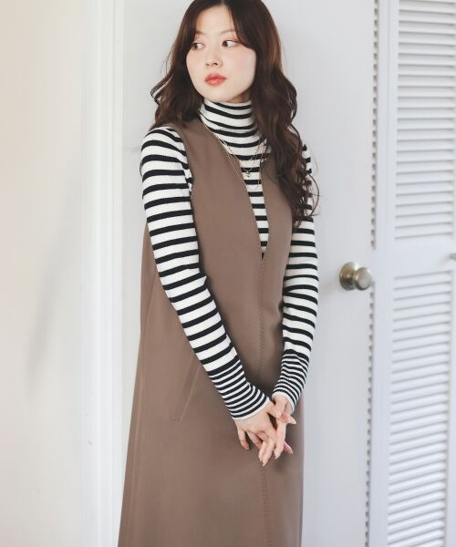 le.coeur blanc / ルクールブラン ロング・マキシ丈ワンピース | Vネックジャンパースカート | 詳細4