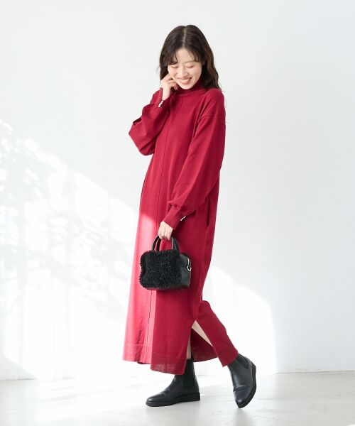 le.coeur blanc / ルクールブラン ロング・マキシ丈ワンピース | ウォッシャブルハイネックニットワンピース | 詳細4