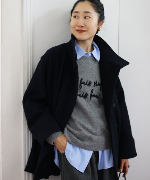 le.coeur blanc / ルクールブラン その他アウター | スタンドネックテントラインウールコート | 詳細15