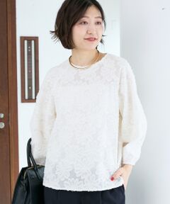 le.coeur blanc / ルクールブラン シャツ・ブラウス | フラワージャガードランタンスリーブブラウス