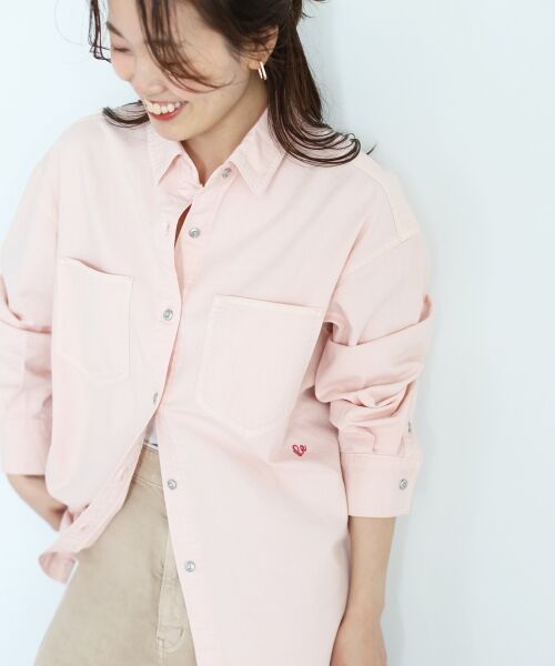 le.coeur blanc / ルクールブラン シャツ・ブラウス | エンブロイダリーカラーオーバーシャツ（Ｌ／ピンク）