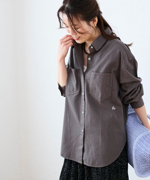 le.coeur blanc / ルクールブラン シャツ・ブラウス | エンブロイダリーカラーオーバーシャツ（Ｄ／グレー）