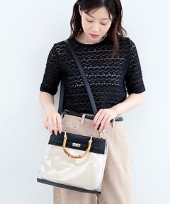 バンブーハンドルクリアビニールバッグ