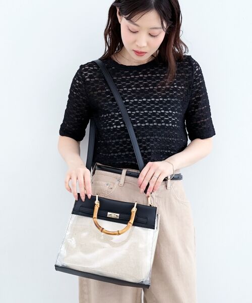 le.coeur blanc / ルクールブラン ハンドバッグ | バンブーハンドルクリアビニールバッグ（ブラック）