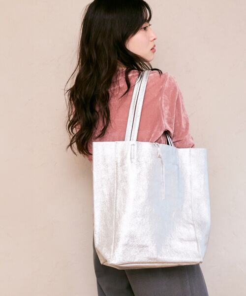 le.coeur blanc / ルクールブラン トートバッグ | MILLELA FIRENZE メタリックトートバッグ（シルバー）