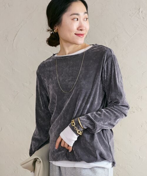 le.coeur blanc / ルクールブラン カットソー | シアーベロアロンT（グレー）