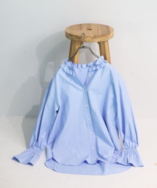 le.coeur blanc / ルクールブラン シャツ・ブラウス | フリルカラーブラウス（ブルー）