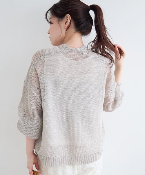 le.coeur blanc / ルクールブラン カーディガン・ボレロ | ペーパーヤーンVネックカーディガン | 詳細10