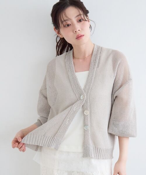 le.coeur blanc / ルクールブラン カーディガン・ボレロ | ペーパーヤーンVネックカーディガン | 詳細12