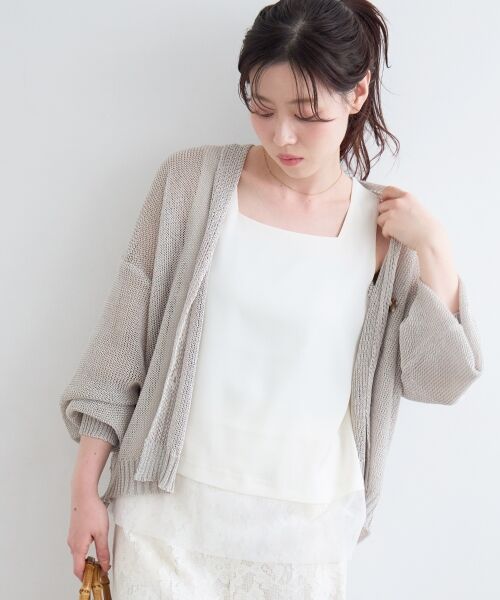le.coeur blanc / ルクールブラン カーディガン・ボレロ | ペーパーヤーンVネックカーディガン | 詳細13