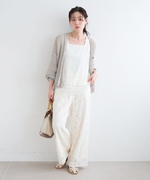 le.coeur blanc / ルクールブラン カーディガン・ボレロ | ペーパーヤーンVネックカーディガン | 詳細14