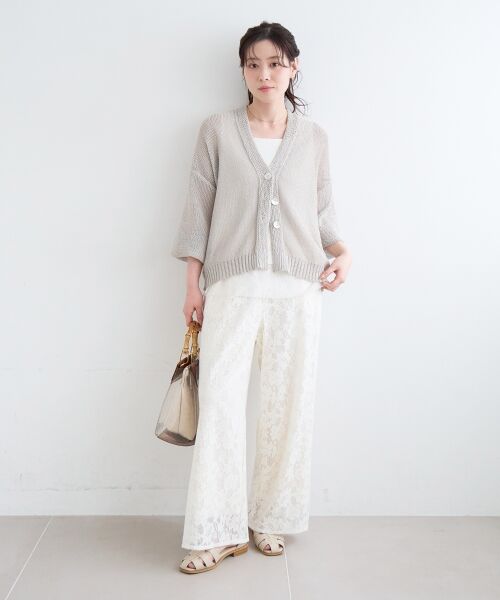 le.coeur blanc / ルクールブラン カーディガン・ボレロ | ペーパーヤーンVネックカーディガン | 詳細15