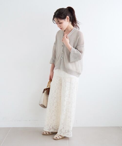 le.coeur blanc / ルクールブラン カーディガン・ボレロ | ペーパーヤーンVネックカーディガン | 詳細16