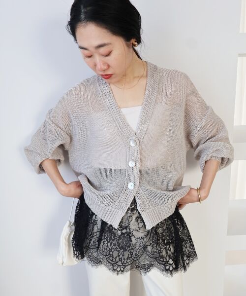 le.coeur blanc / ルクールブラン カーディガン・ボレロ | ペーパーヤーンVネックカーディガン | 詳細19