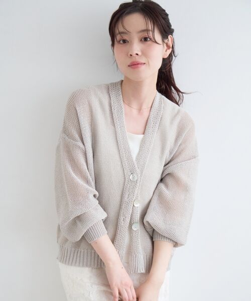 le.coeur blanc / ルクールブラン カーディガン・ボレロ | ペーパーヤーンVネックカーディガン | 詳細2