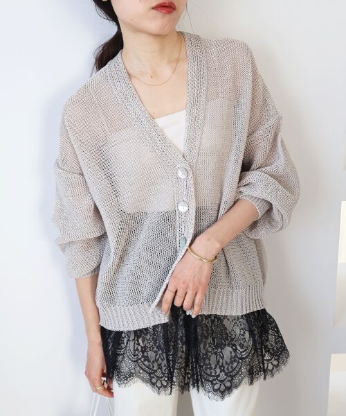 le.coeur blanc / ルクールブラン カーディガン・ボレロ | ペーパーヤーンVネックカーディガン | 詳細21