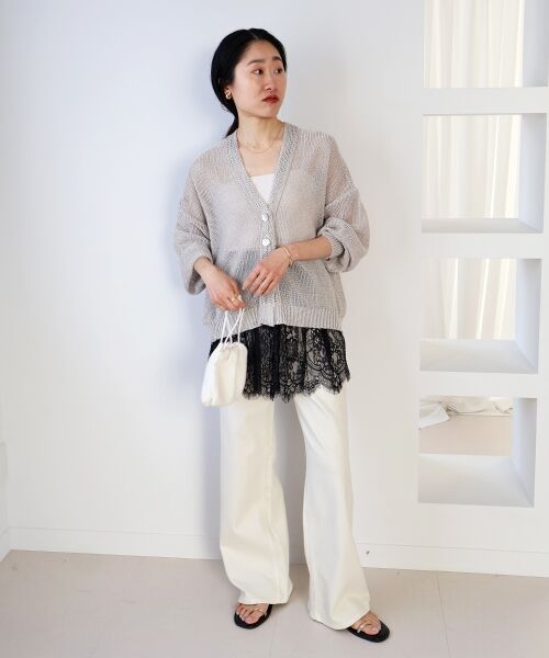 le.coeur blanc / ルクールブラン カーディガン・ボレロ | ペーパーヤーンVネックカーディガン | 詳細23