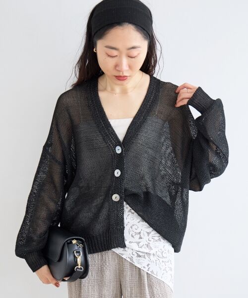 le.coeur blanc / ルクールブラン カーディガン・ボレロ | ペーパーヤーンVネックカーディガン | 詳細27